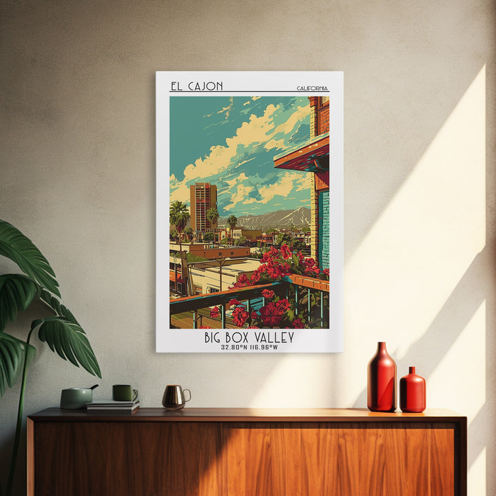 El Cajon Travel Poster, Framed Canvas Print, Travel Wall Art, City Wall Art, Poster Art, Art Print, Travel Art Print, Retro Wall Art