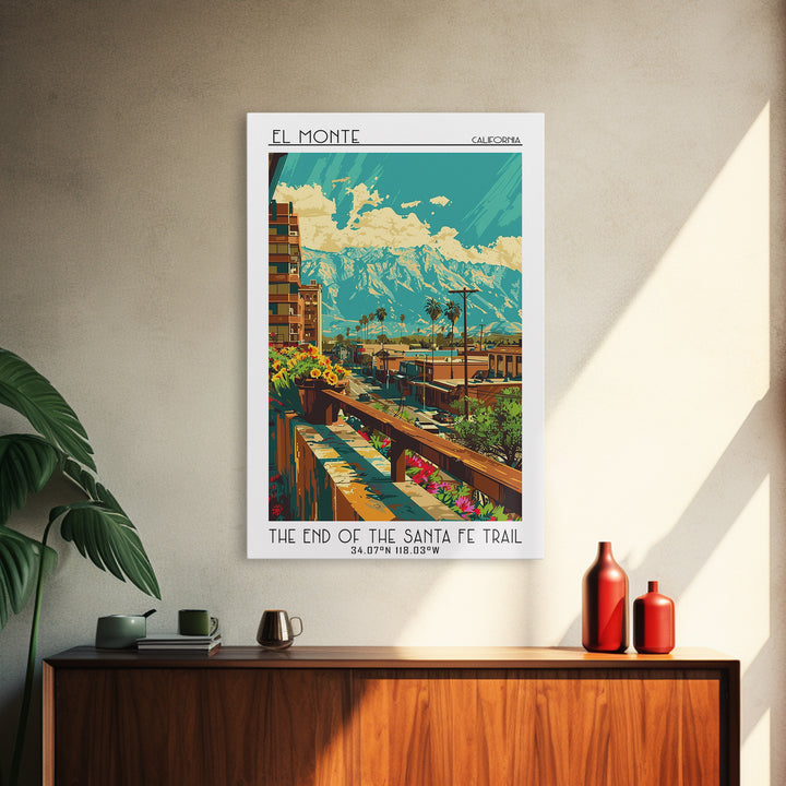 El Monte Travel Poster, Canvas Print, City Art Print, Travel Wall Art, Wall Art, Travel Prints, Gallery Wall Set, Retro Travel Print