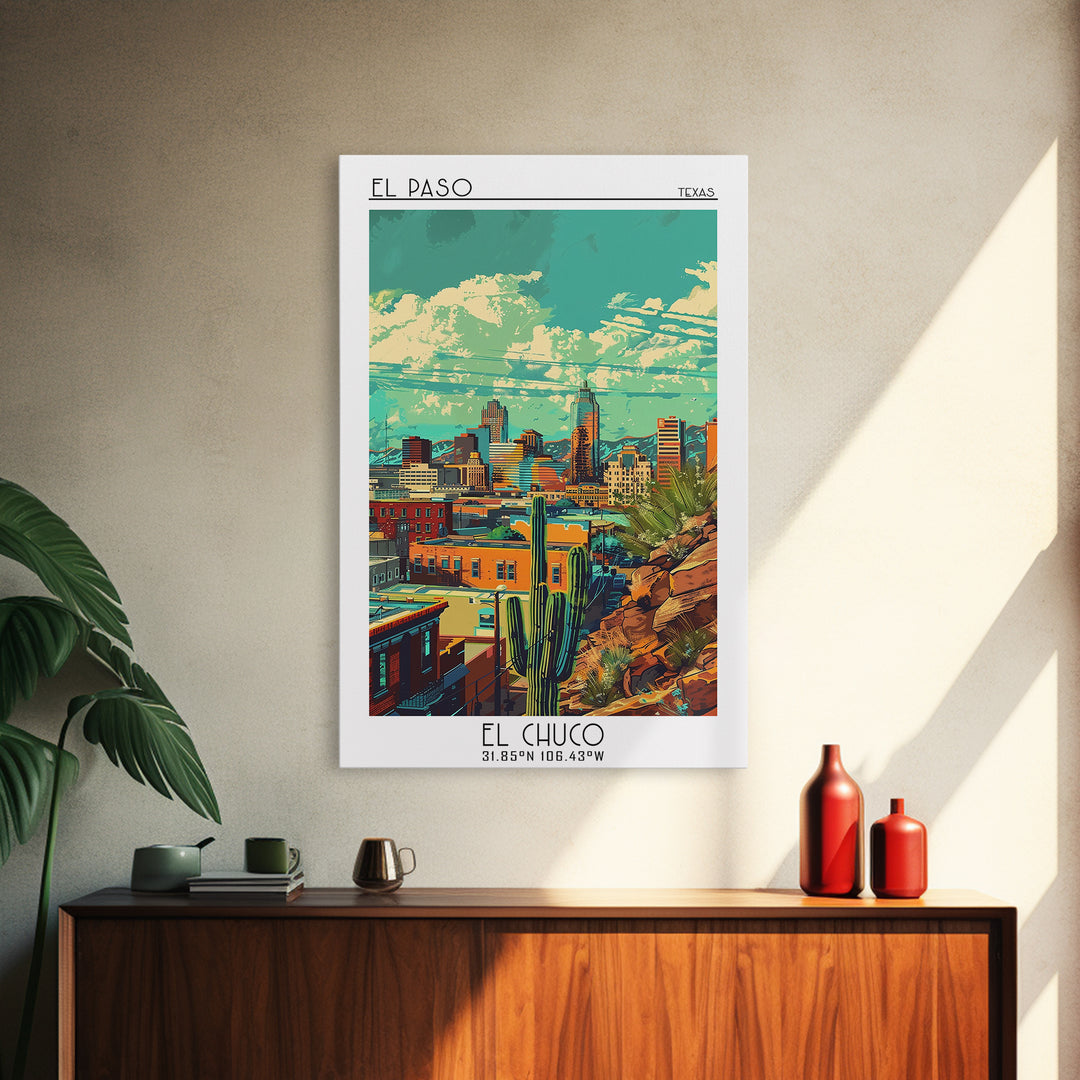 El Paso Travel Poster, Canvas Print, City Art Print, Travel Wall Art, Poster Print, Travel Wall Decor, Poster Art, Colorful Wall Art