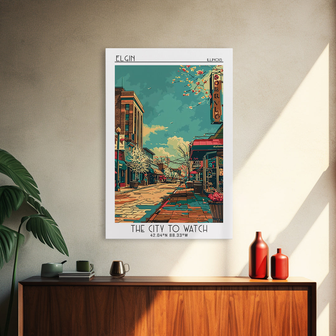 Elgin Travel Poster, Canvas Print, City Travel Poster, Travel Wall Art, Colorful Wall Art, Gallery Wall Set, Art Print, Travel Print