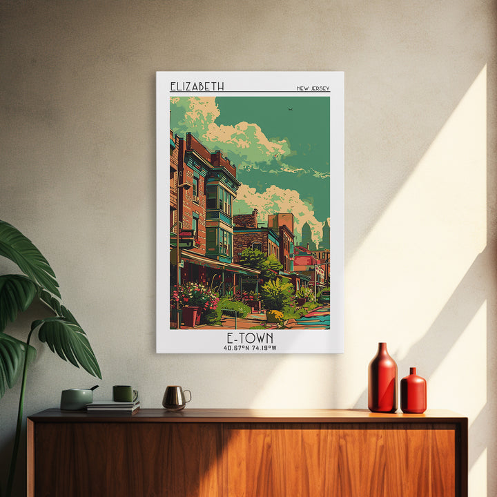 Elizabeth Travel Poster, Framed Canvas Print, Travel Art Print, Modern Wall Decor, Poster Art, City Travel Poster, Colorful Wall Art