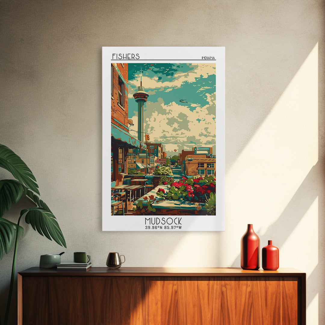 Fishers Travel Poster, Framed Canvas Print, Travel Art Print, Modern Wall Decor, City Wall Art, Poster Art, Poster Print, Home Decor