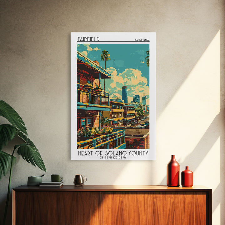 Fairfield Travel Poster, Canvas Print, Retro Travel Poster, City Wall Art, Vintage Travel, Wall Art, Fine Art Print, Vintage Posters