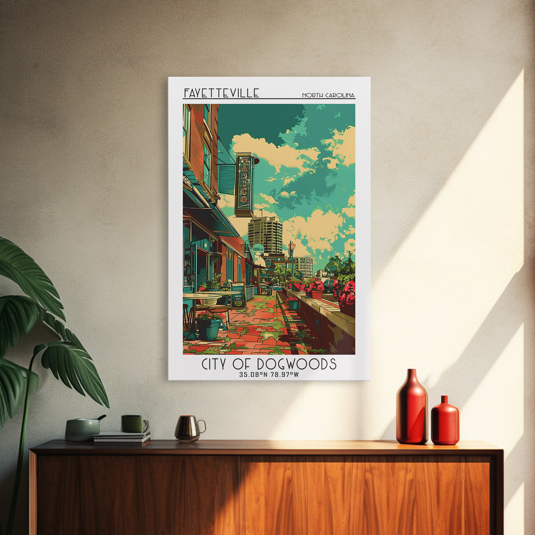 Fayetteville Travel Poster, Framed Canvas Print, Poster Print, Travel Wall Art, Minimalist Poster, City Art Print, City Illustration
