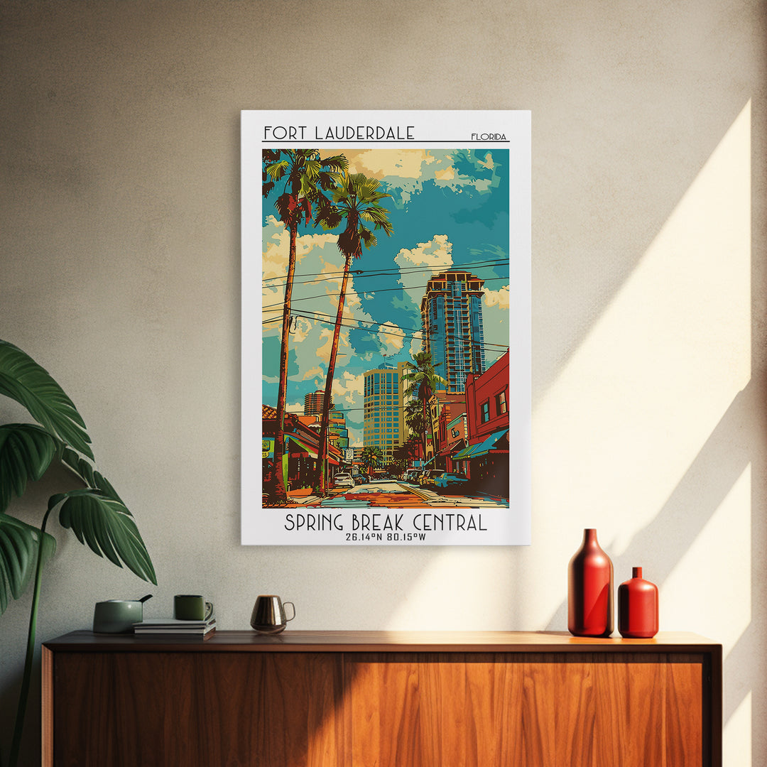 Fort Lauderdale Travel Poster, Canvas Print, City Travel Poster, Travel Wall Art, Wanderlust Gift, Retro Wall Art, Minimalist Poster