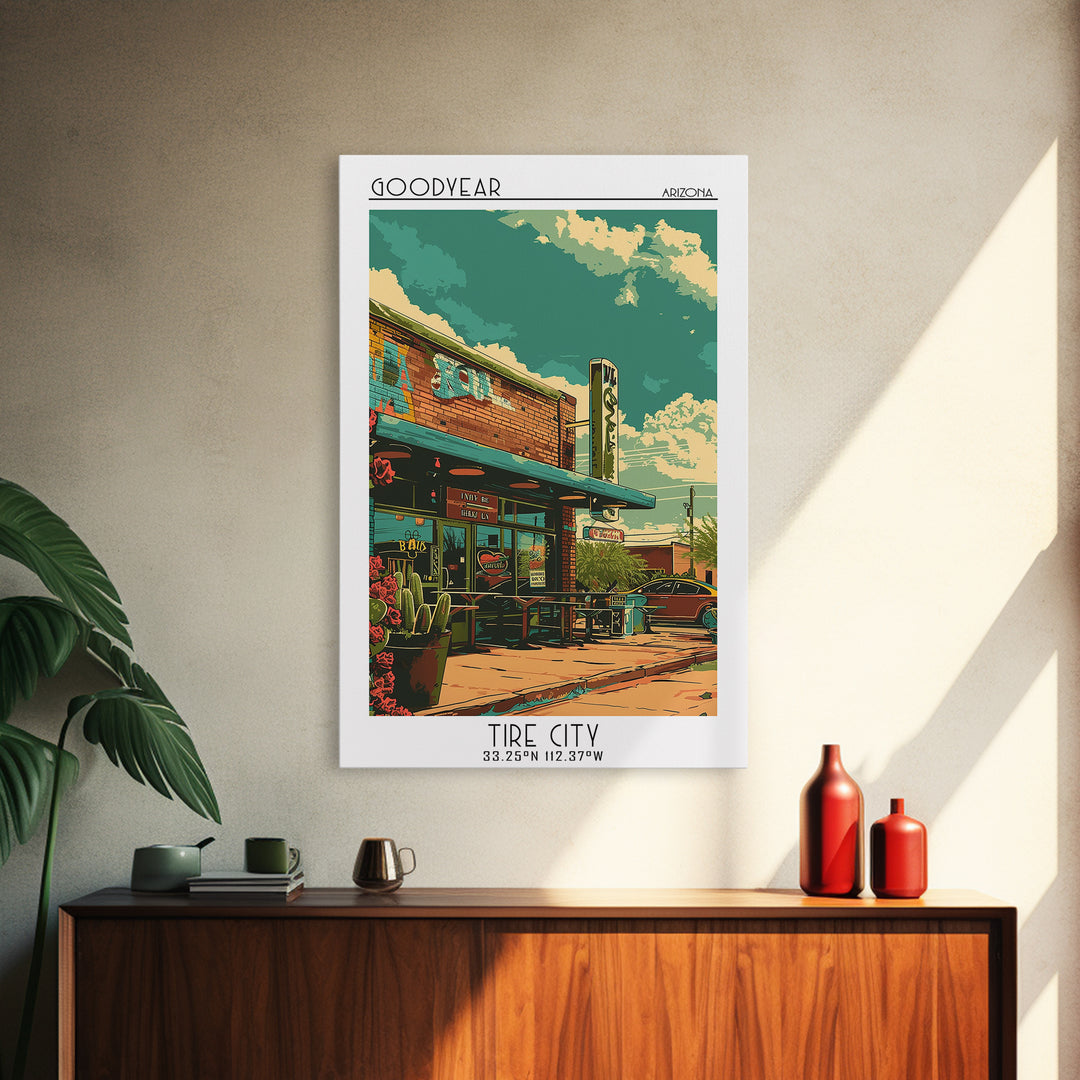Goodyear Travel Poster, Canvas Print, City Travel Poster, Vintage City Poster, Living Room Wall Art, Travel Wall Art, City Art Print
