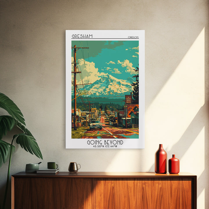 Gresham Travel Poster, Framed Canvas Print, City Travel Poster, Travel Wall Art, Travel Art Print, Minimalist Poster, Retro Wall Art