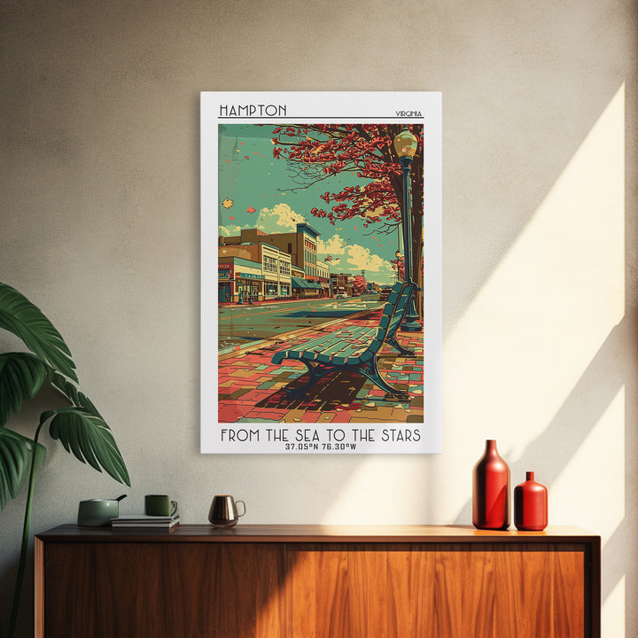 Hampton Travel Poster, Canvas Print, Travel Wall Art, City Wall Art, Poster Art, Modern Wall Decor, Retro Wall Art, Travel Art Print