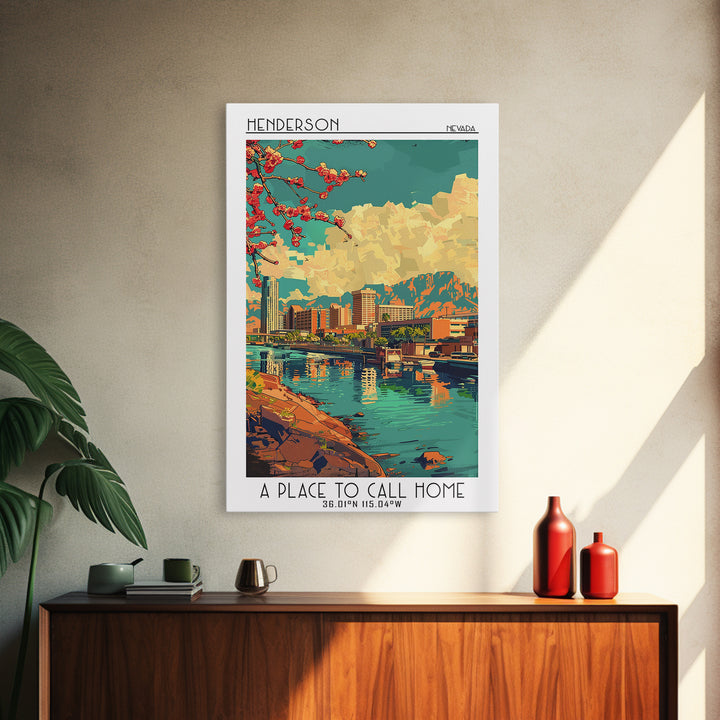 Henderson Travel Poster, Canvas Print, Poster Print, Travel Wall Art, Mid Century Wall Art, Travel Decor, Wall Art, Travel Art Print
