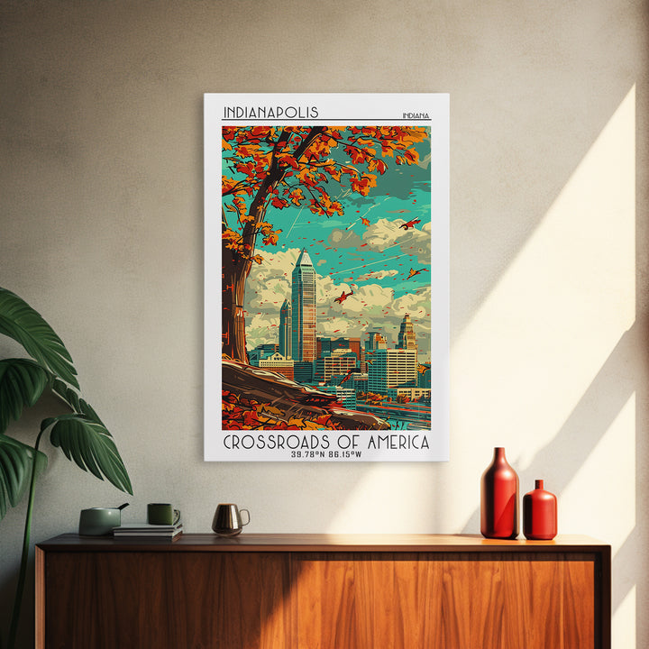 Indianapolis Travel Poster, Canvas Print, Retro Travel Poster, City Wall Art, Art Print, Minimalist Poster, Home Decor, Travel Decor