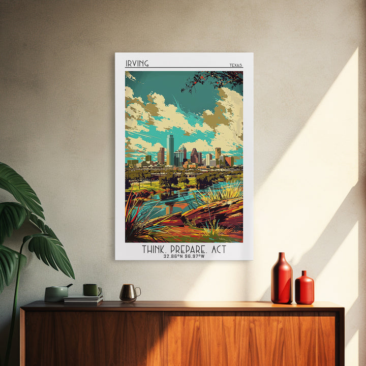 Irving Travel Poster, Framed Canvas Print, City Travel Poster, Vintage City Poster, Retro Wall Art, Retro Travel Print, Poster Print