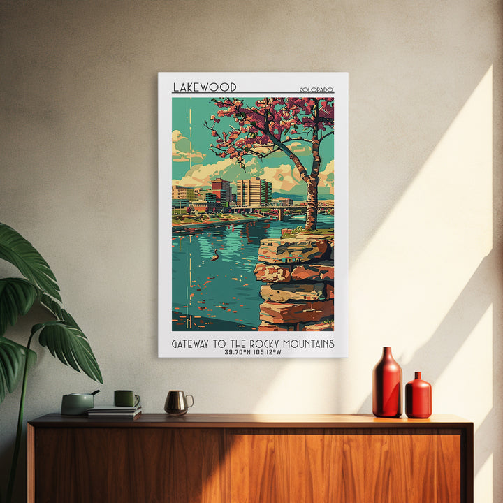 Lakewood Travel Poster, Canvas Print, Travel Art Print, Modern Wall Decor, Wall Art, City Wall Art, Travel Wall Decor, Landscape Art