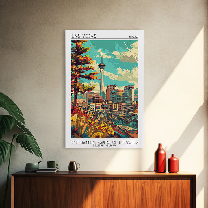 Las Vegas Travel Poster, Canvas Print, City Travel Poster, Travel Wall Art, Travel Prints, Mid Century Wall Art, Vintage City Poster