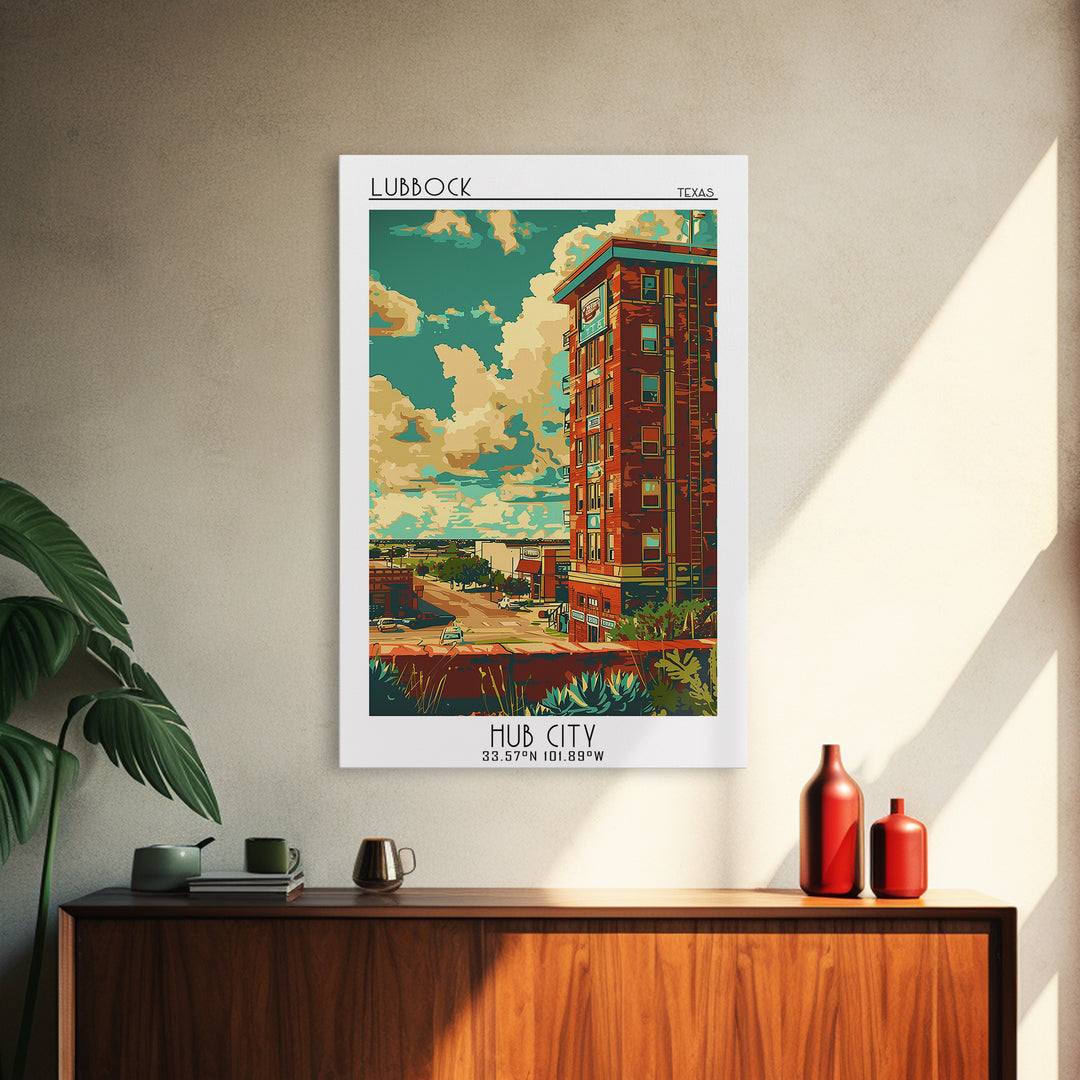 Lubbock Travel Poster, Framed Canvas Print, City Travel Poster, Travel Wall Decor, Living Room Wall Art, Home Office Decor, Wall Art