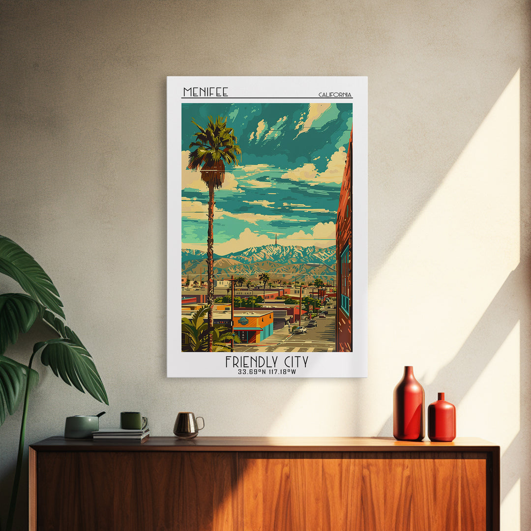 Menifee Travel Poster, Framed Canvas Print, City Art Print, Travel Wall Art, Wall Art, Home Decor, Travel Posters, Modern Wall Decor
