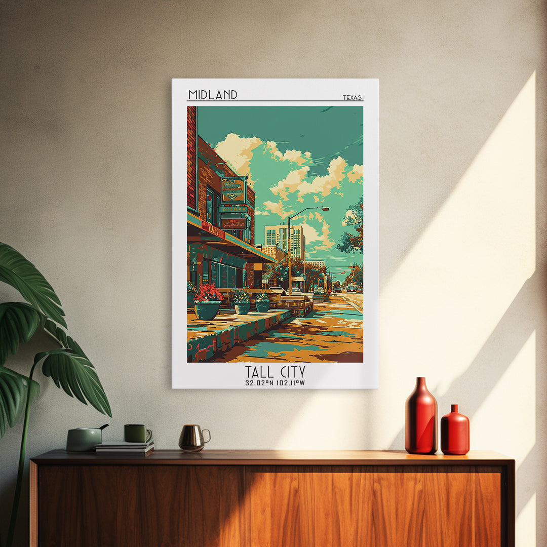 Midland Travel Poster, Framed Canvas Print, Poster Print, Travel Wall Art, Art Print, Travel Print, Retro Travel Print, Travel Decor