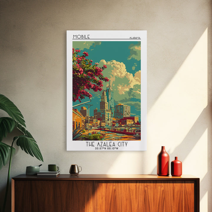 Mobile Travel Poster, Canvas Print, Travel Art Print, Modern Wall Decor, Art Print, Travel Prints, Colorful Wall Art, City Art Print