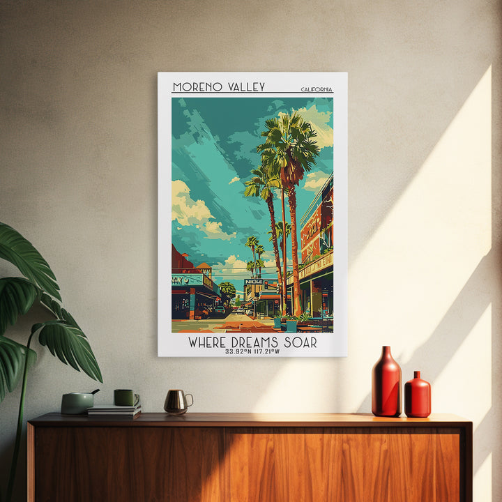 Moreno Valley Travel Poster, Canvas Print, Travel Wall Decor, Minimalist Poster, Modern Wall Decor, Home Office Decor, City Wall Art