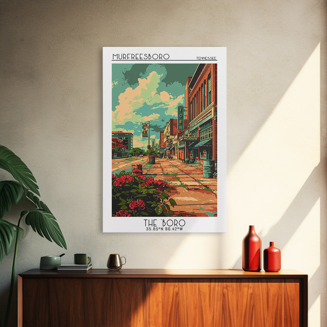 Murfreesboro Travel Poster, Framed Canvas Print, City Travel Poster, Travel Wall Art, City Illustration, Gallery Wall Set, Art Print