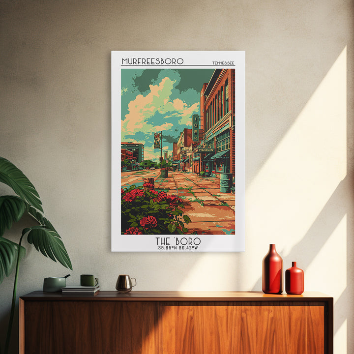 Murfreesboro Travel Poster, Framed Canvas Print, City Travel Poster, Travel Wall Art, City Illustration, Gallery Wall Set, Art Print