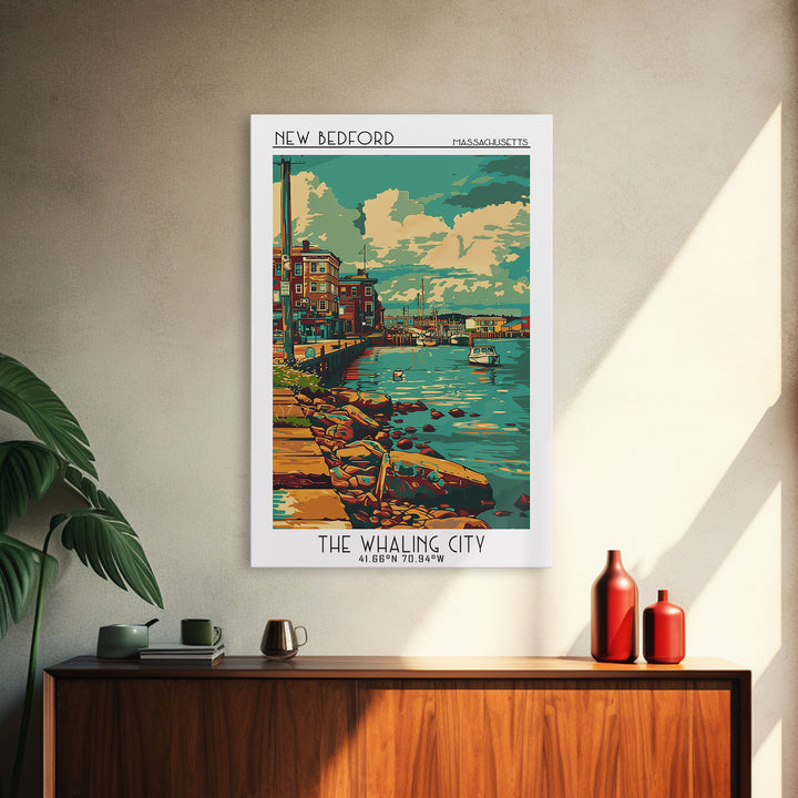 New Bedford Travel Poster, Framed Canvas Print, City Travel Poster, Travel Wall Art, Vintage Posters, Travel Posters, Vintage Poster