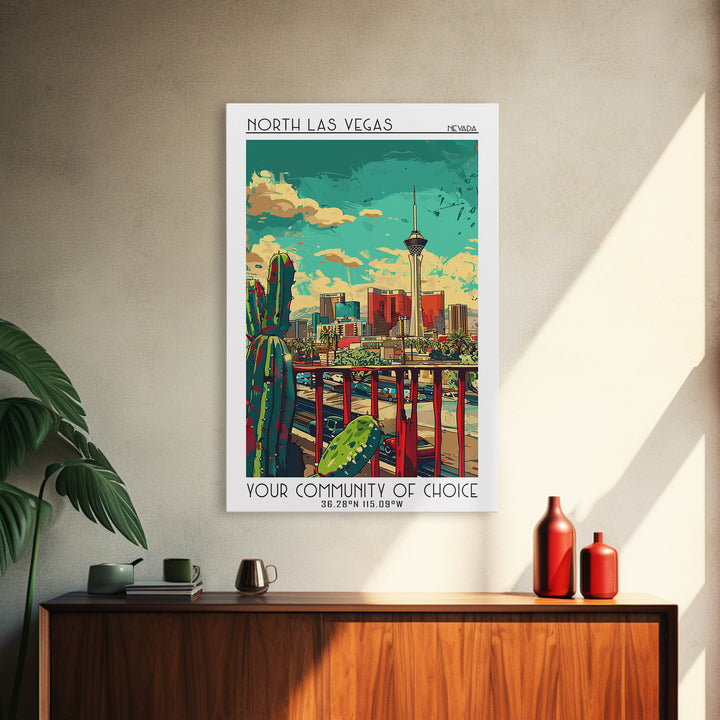 North Las Vegas Travel Poster, Framed Canvas Print, Travel Wall Art, City Wall Art, Travel Art Print, Fine Art Print, Vintage Travel