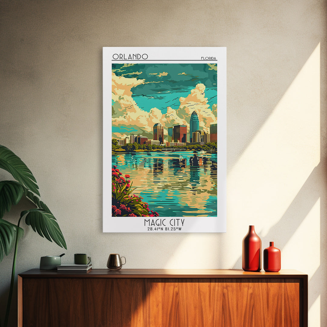 Orlando Travel Poster, Canvas Print, Retro Wall Art, Travel Print, Travel Posters, Retro Travel Print, Home Decor, Travel Wall Decor