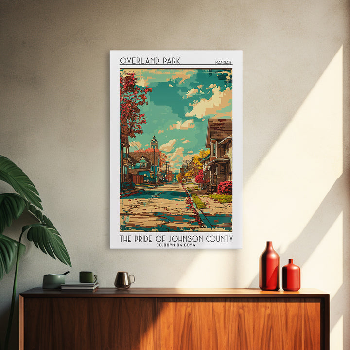 Overland Park Travel Poster, Framed Canvas Print, Vintage Travel Print, City Wall Art, Travel Posters, Travel Prints, City Art Print