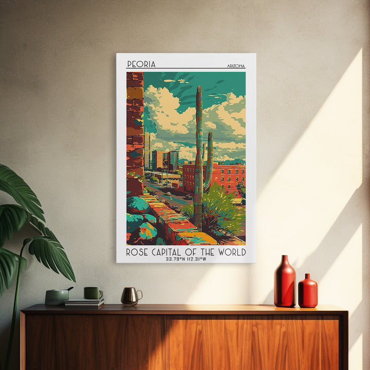 Peoria Travel Poster, Canvas Print, City Travel Poster, Travel Wall Decor, Travel Art Print, Living Room Wall Art, Home Office Decor