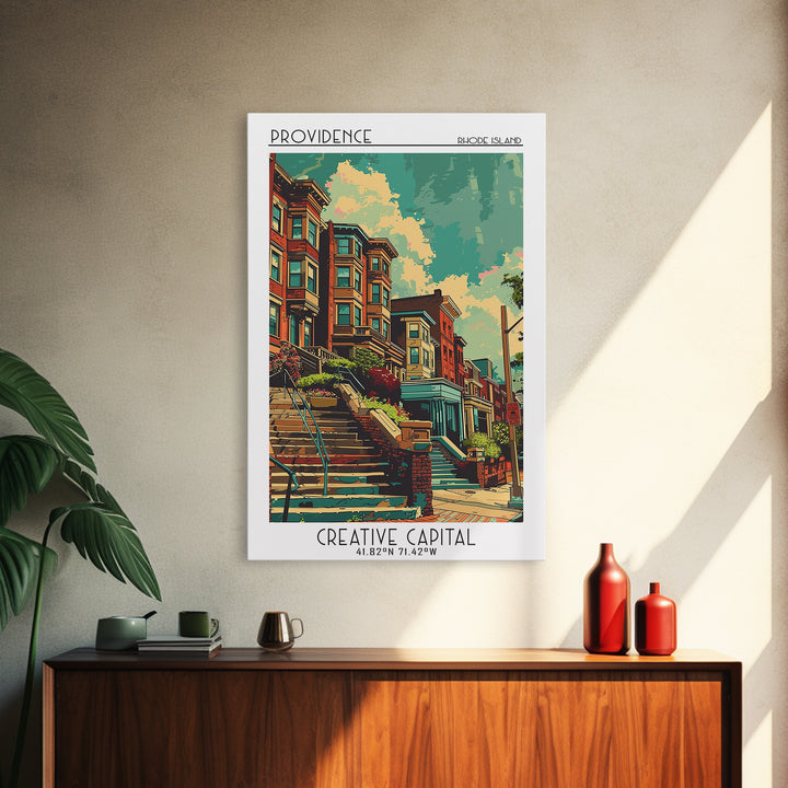 Providence Travel Poster, Framed Canvas Print, Travel Wall Art, City Wall Art, Art Print, Vintage Travel Print, Living Room Wall Art