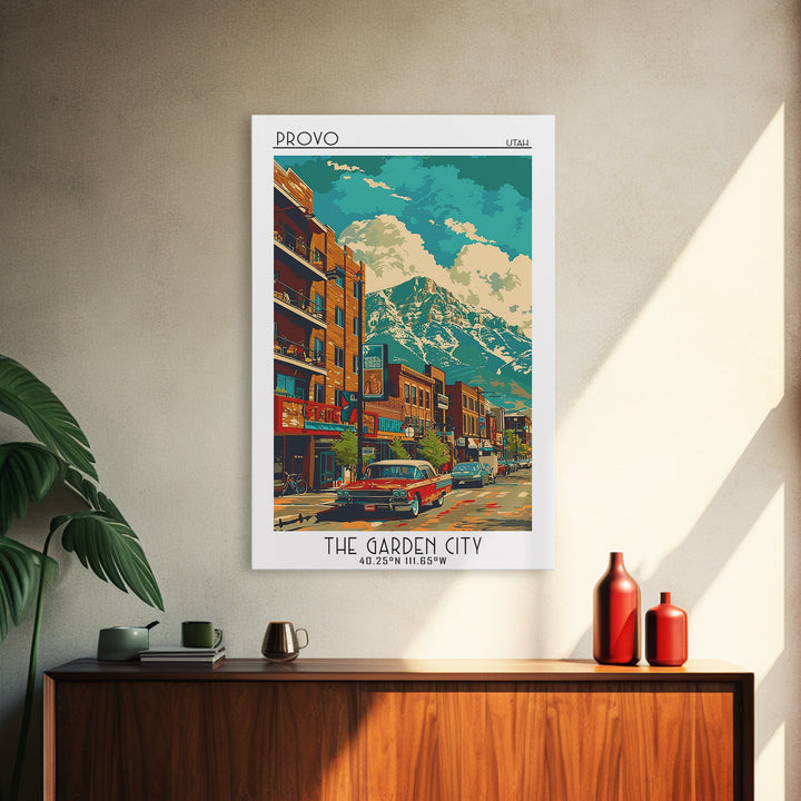 Provo Travel Poster, Canvas Print, Retro Wall Art, Travel Print, Mid Century Wall Art, Art Print, City Art Print, City Travel Poster
