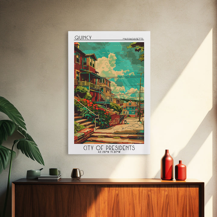 Quincy Travel Poster, Canvas Print, Travel Prints, Landscape Art, Art Print, Mid Century Wall Art, Travel Wall Art, Gallery Wall Set