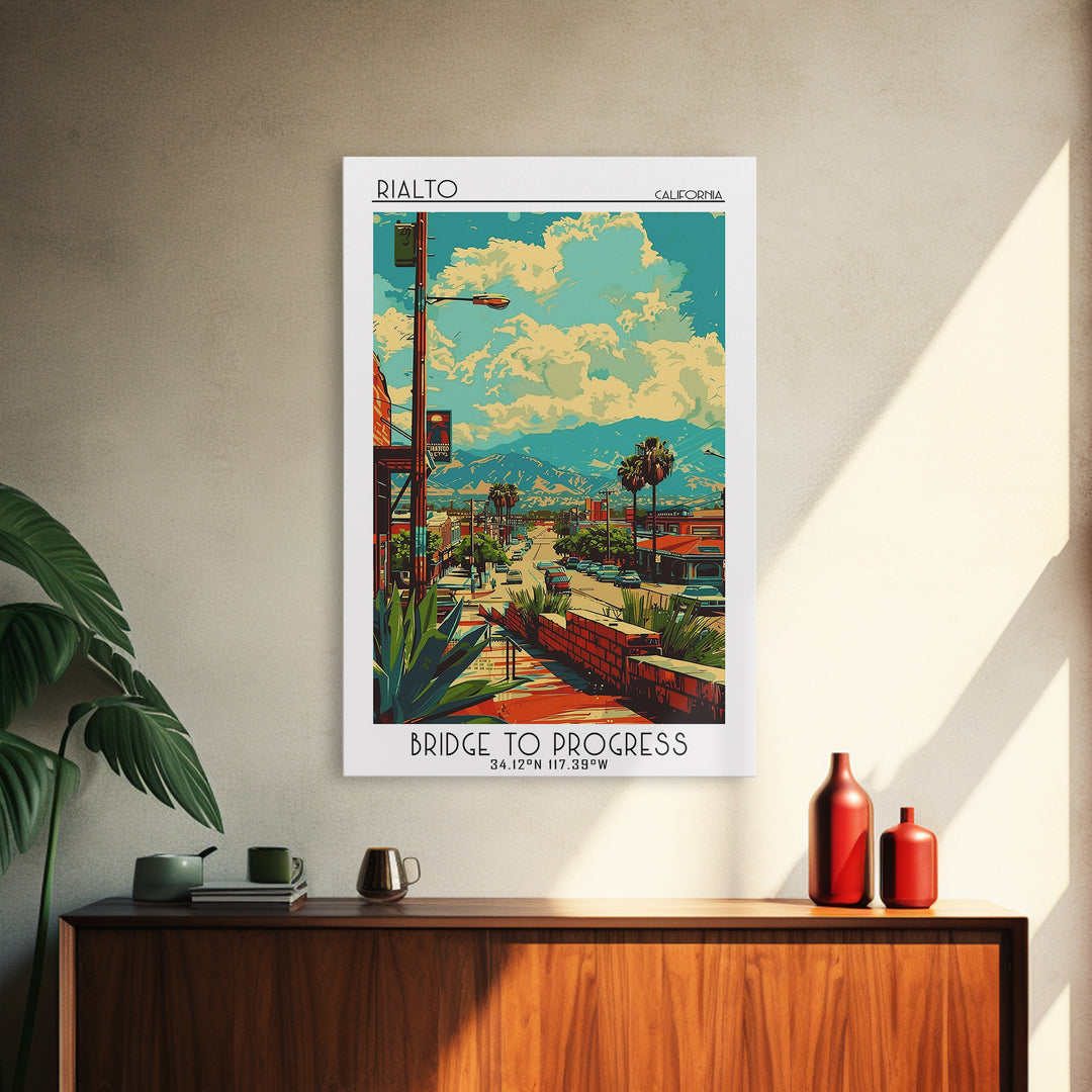 Rialto Travel Poster, Framed Canvas Print, Travel Wall Art, City Wall Art, Poster Print, Wall Art, Wanderlust Gift, Travel Art Print