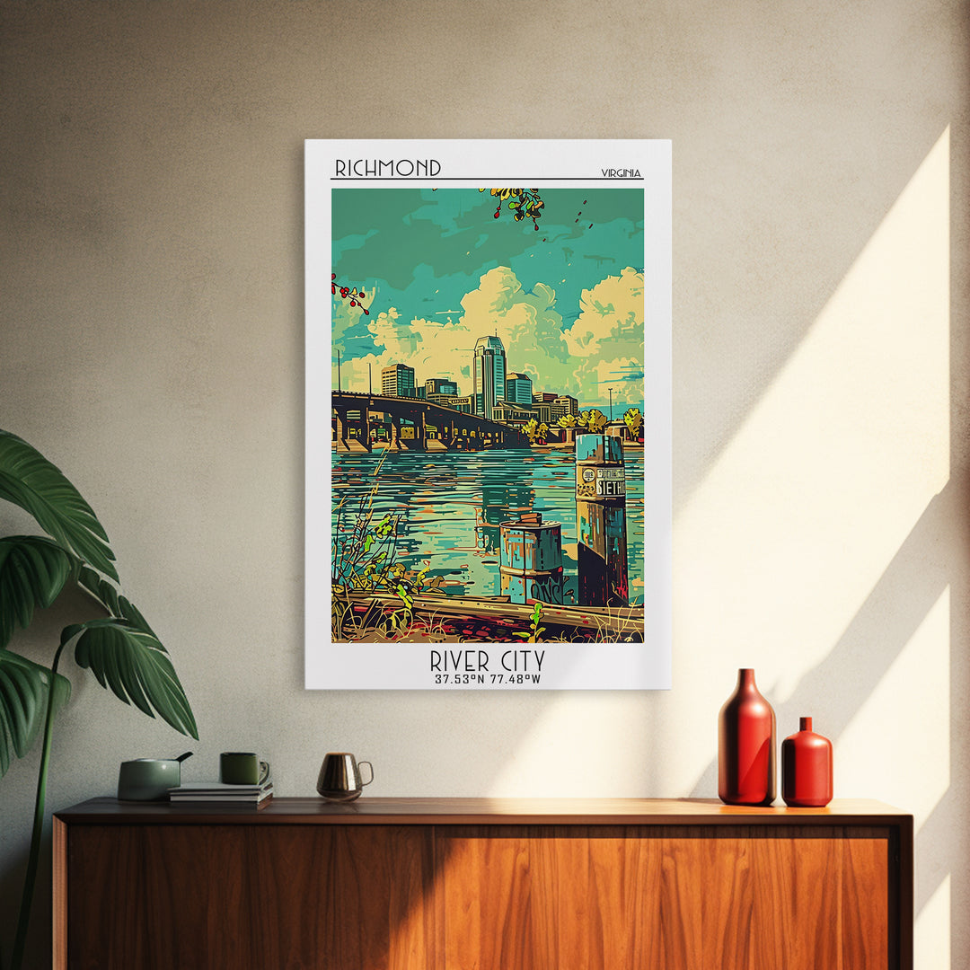 Richmond Virginia Travel Poster, Framed Canvas Print, Poster Print, Travel Wall Art, Home Office Decor, Travel Print, Travel Posters