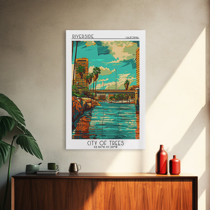 Riverside Travel Poster, Framed Canvas Print, Travel Prints, Landscape Art, Vintage Travel Art, City Travel Poster, Gallery Wall Set