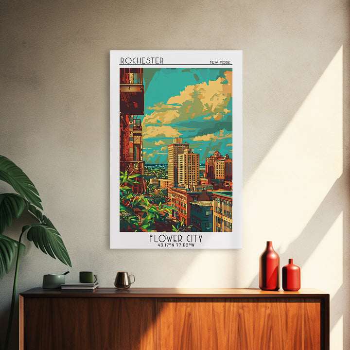 Rochester New York Travel Poster, Canvas Print, Travel Wall Art, City Wall Art, Vintage Travel, City Art Print, Living Room Wall Art
