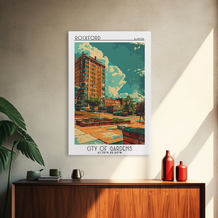Rockford Travel Poster, Canvas Print, Travel Prints, Landscape Art, Wanderlust Gift, Poster Art, Vintage Travel Art, Vintage Posters