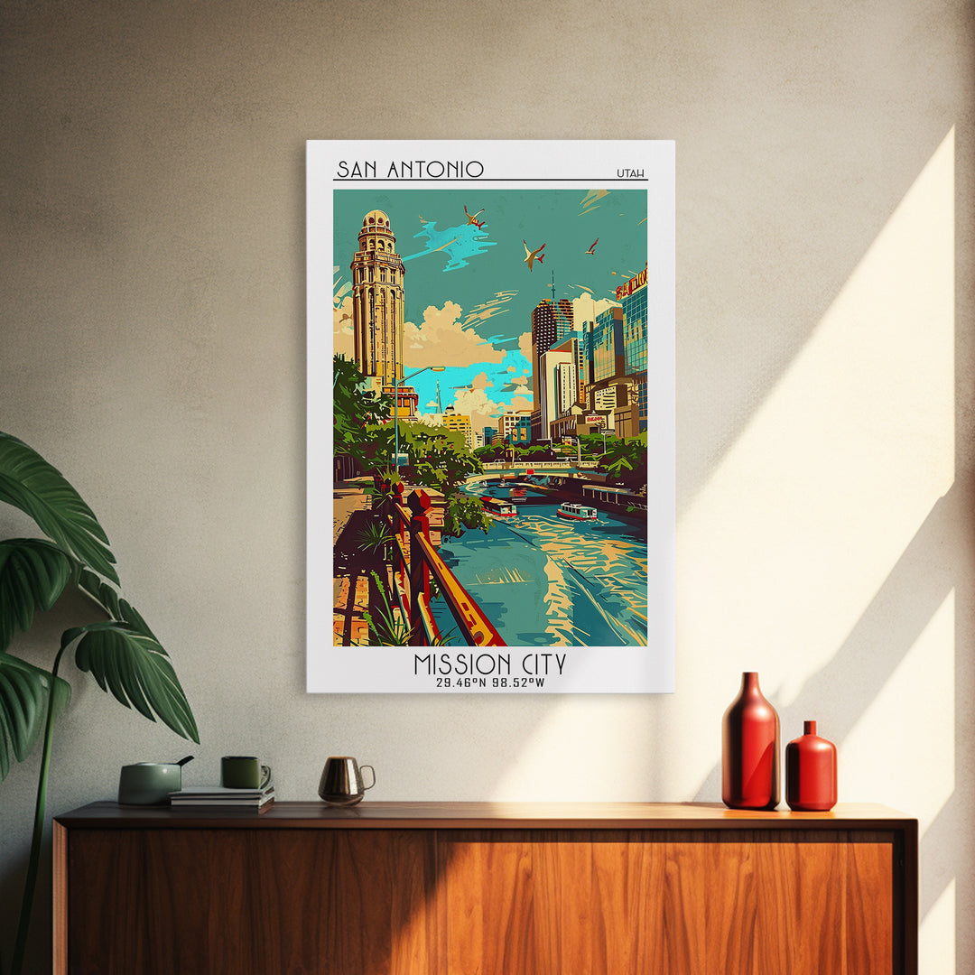 San Antonio Travel Poster, Canvas Print, Vintage Travel Print, City Wall Art, Travel Wall Art, Minimalist Poster, Retro Travel Print