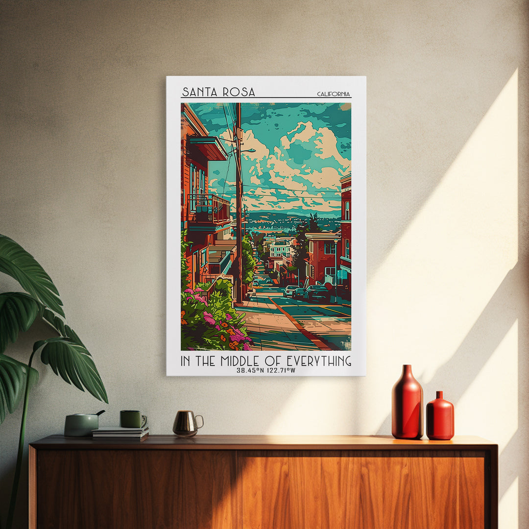 Santa Rosa Travel Poster, Canvas Print, Poster Print, Travel Wall Art, Vintage Travel Art, Mid Century Wall Art, Retro Travel Poster