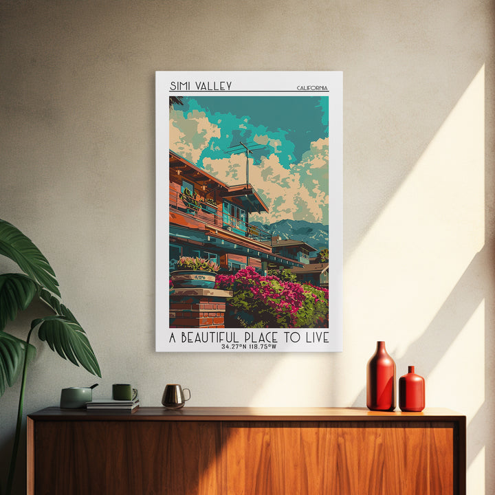 Simi Valley Travel Poster, Canvas Print, Travel Wall Decor, Minimalist Poster, Mid Century Wall Art, Gallery Wall Set, City Wall Art