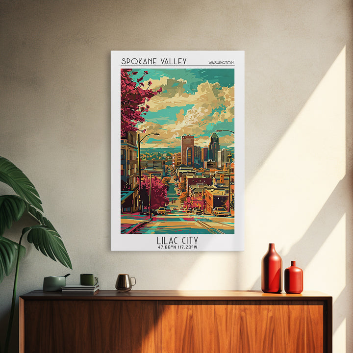 Spokane Valley Washington Travel Poster, Canvas Print, Vintage Travel Print, City Wall Art, Fine Art Print, Wall Art, Vintage Poster