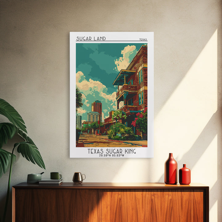 Sugar Land Travel Poster, Framed Canvas Print, City Travel Poster, Travel Wall Decor, Home Decor, Modern Wall Decor, Wanderlust Gift