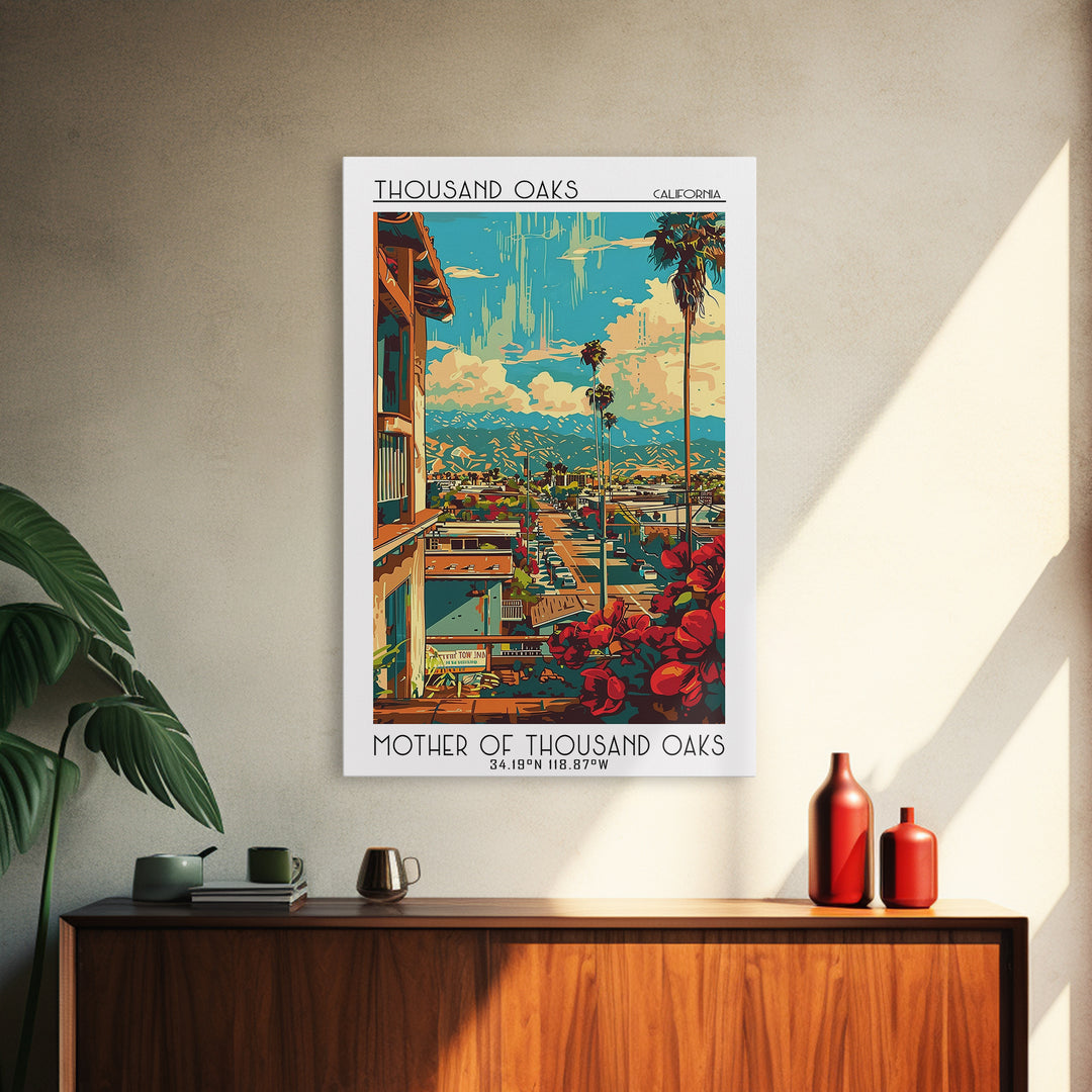 Thousand Oaks Travel Poster, Canvas Print, Retro Travel Poster, City Wall Art, Travel Wall Decor, Wanderlust Gift, Modern Wall Decor