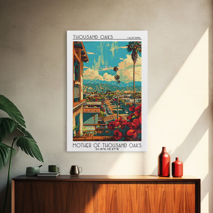 Thousand Oaks Travel Poster, Canvas Print, Retro Travel Poster, City Wall Art, Travel Wall Decor, Wanderlust Gift, Modern Wall Decor