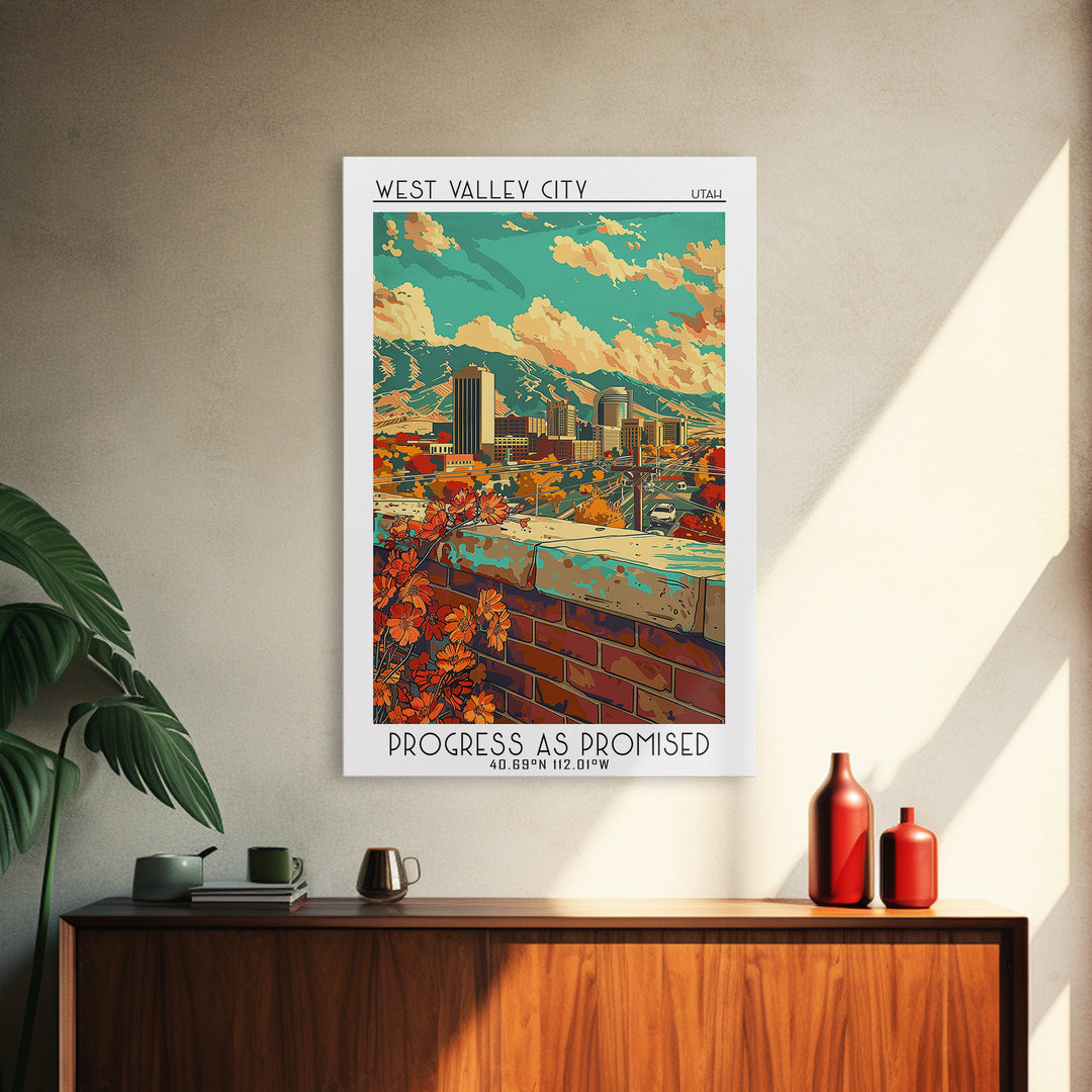 West Valley City Travel Poster, Framed Canvas Print, City Travel Poster, Travel Wall Decor, Home Decor, Fine Art Print, Travel Print