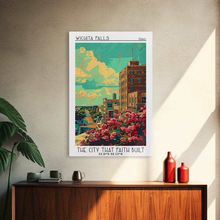 Wichita Falls Travel Poster, Canvas Print, Retro Wall Art, Travel Print, Travel Wall Decor, Art Print, Home Office Decor, Home Decor