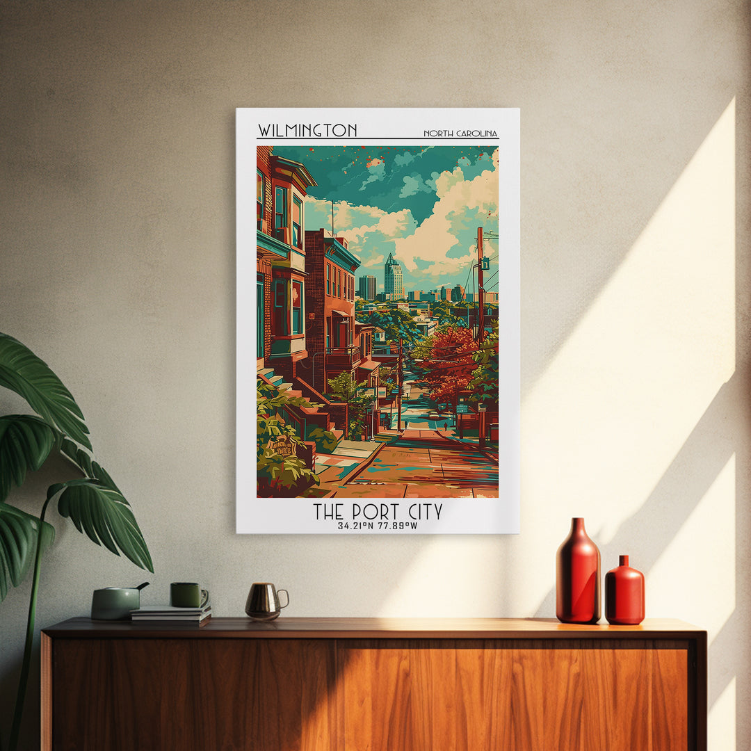 Wilmington Travel Poster, Canvas Print, Poster Print, Travel Wall Art, Watercolor Cityscape, Travel Posters, Travel Decor, Art Print