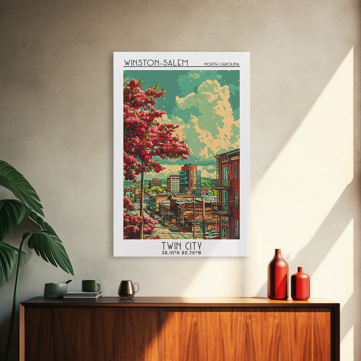 Winston-Salem Travel Poster, Framed Canvas Print, Travel Wall Decor, Minimalist Poster, Travel Prints, Home Office Decor, Home Decor