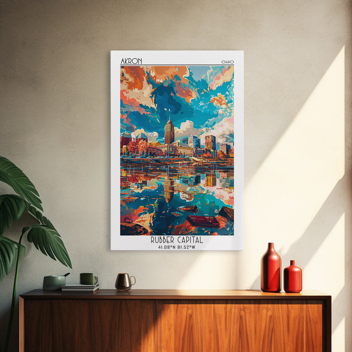 Akron Travel Poster, Canvas Print, Poster Print, Travel Wall Art, Gallery Wall Set, City Wall Art, Fine Art Print, Minimalist Poster