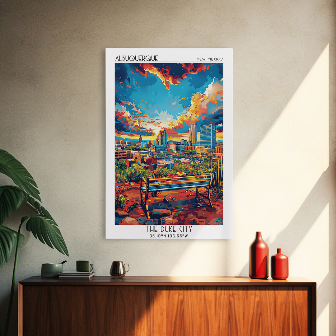 Albuquerque Travel Poster, Canvas Print, Travel Prints, Landscape Art, Travel Decor, Travel Art Print, Travel Wall Art, Travel Print